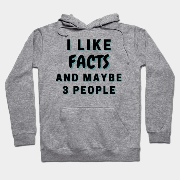 I Like Facts And Maybe 3 People Hoodie by Word Minimalism